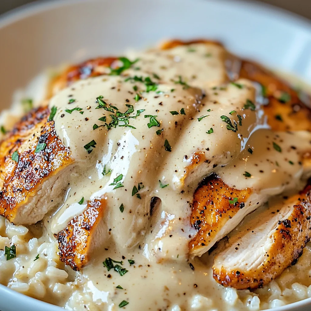 Creamy Smothered Chicken and Rice Dish