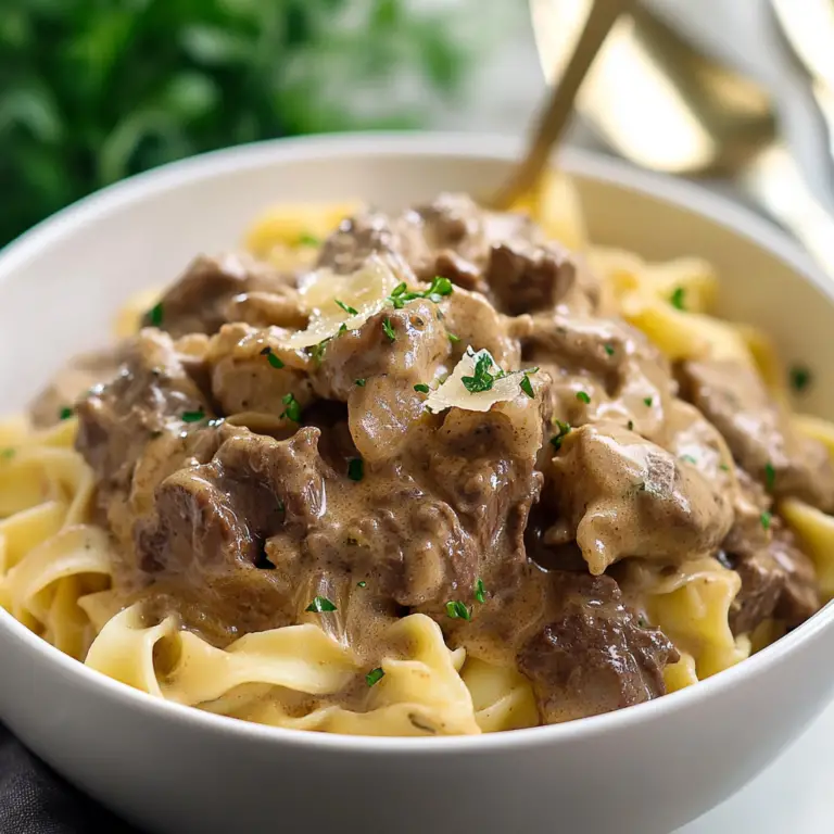 Slow-Cooker Beef Stroganoff in a Bowl