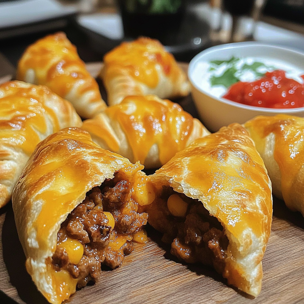 Recipe preparation for Air Fryer Cheesy Taco Bombs