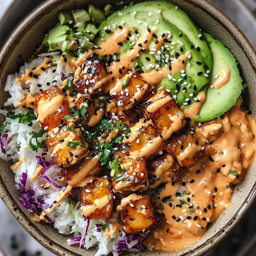Recipe preparation for Bang Bang Chicken Bowl