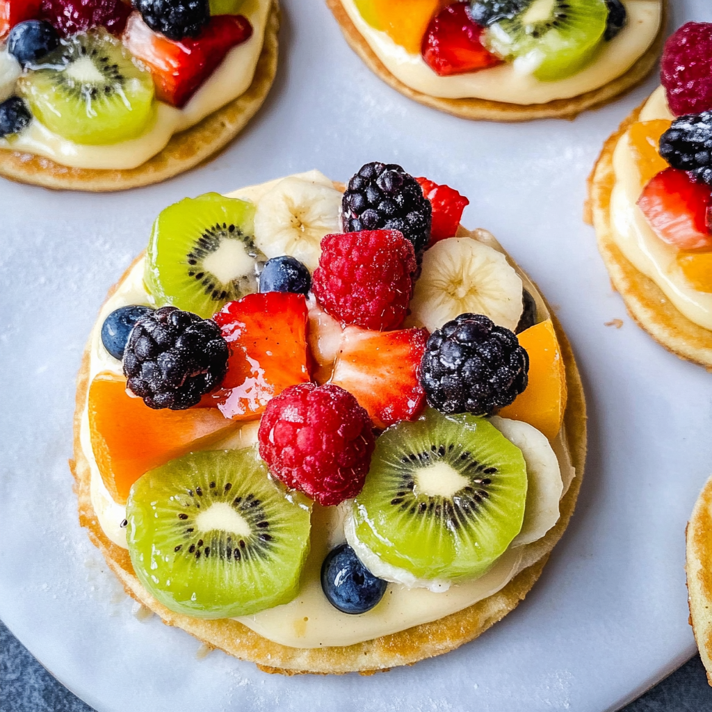 Recipe preparation for Sugar Cookie Fruit Pizza