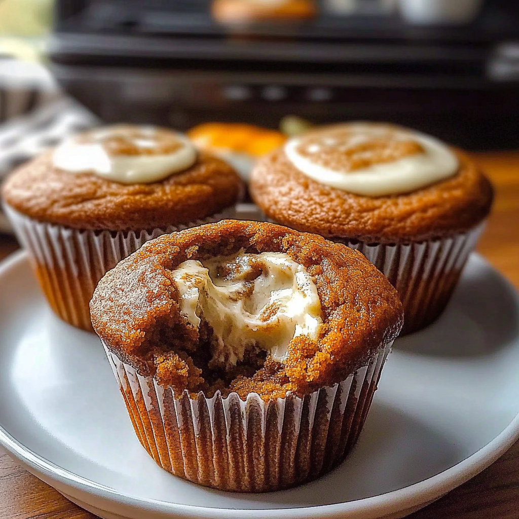 Recipe preparation for Pumpkin Cream Cheese Muffins