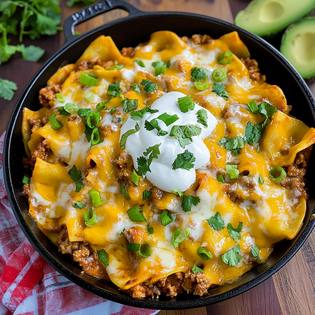 Recipe preparation for Cheesy Beef Enchilada Tortellini
