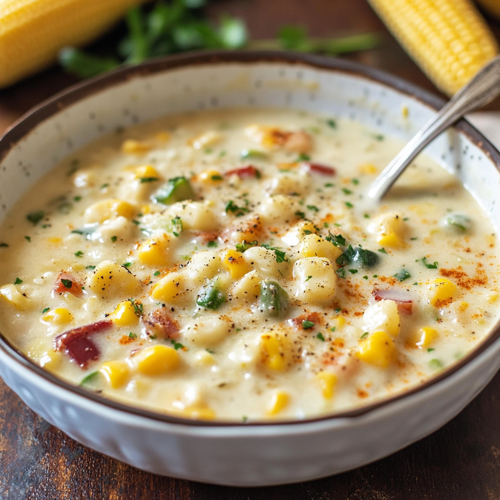 Recipe preparation for Summer Fresh Corn and Zucchini Chowder