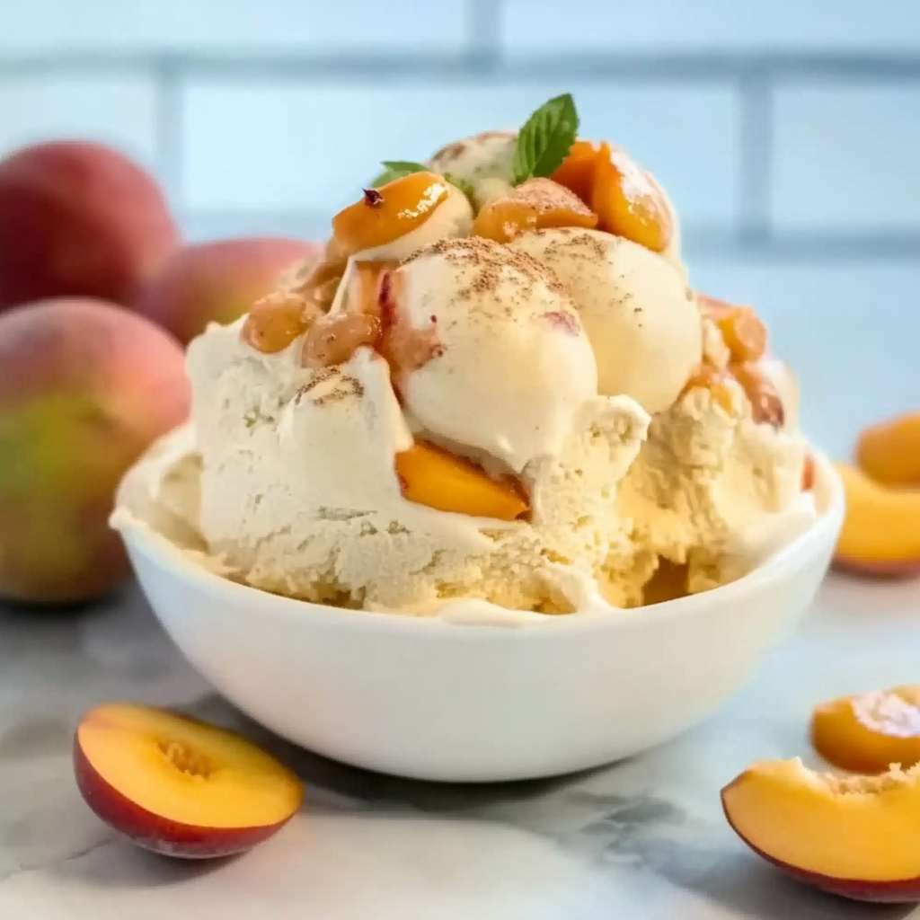 Recipe preparation for Summer Peach Ice Cream