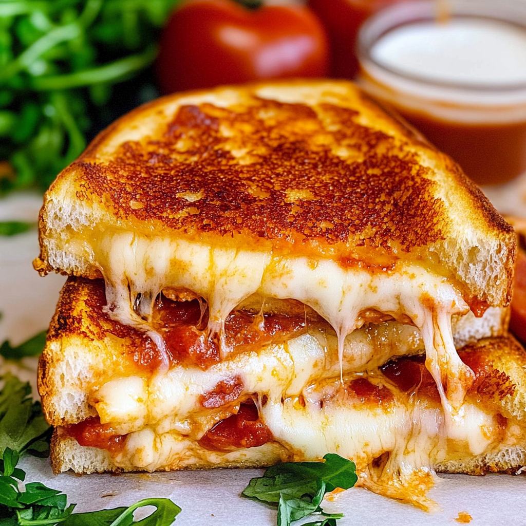 Recipe preparation for Garlic Parmesan Pizza Grilled Cheese