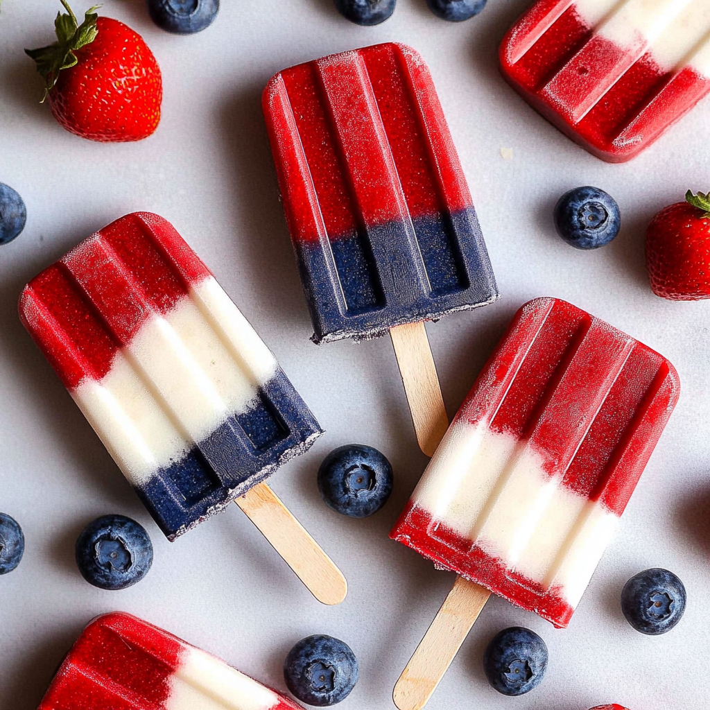 Recipe preparation for Red White and Blue Popsicles