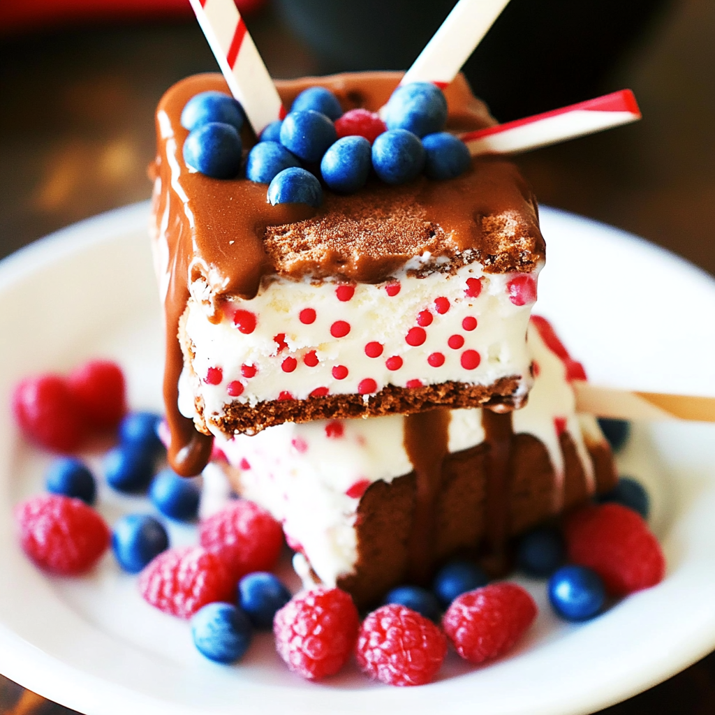 Recipe preparation for Patriotic Mini Ice Cream Sandwiches