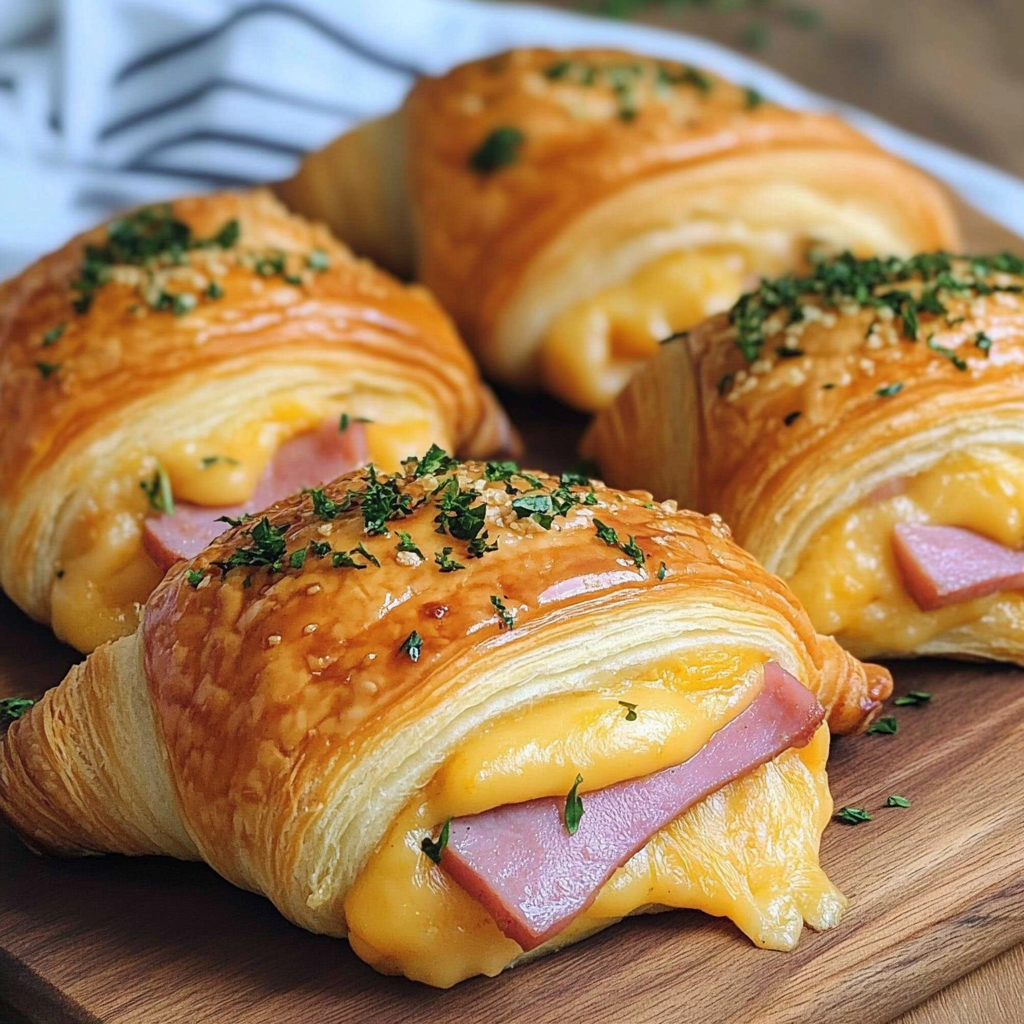 Recipe preparation for Ham And Cheddar Crescent Roll-Ups