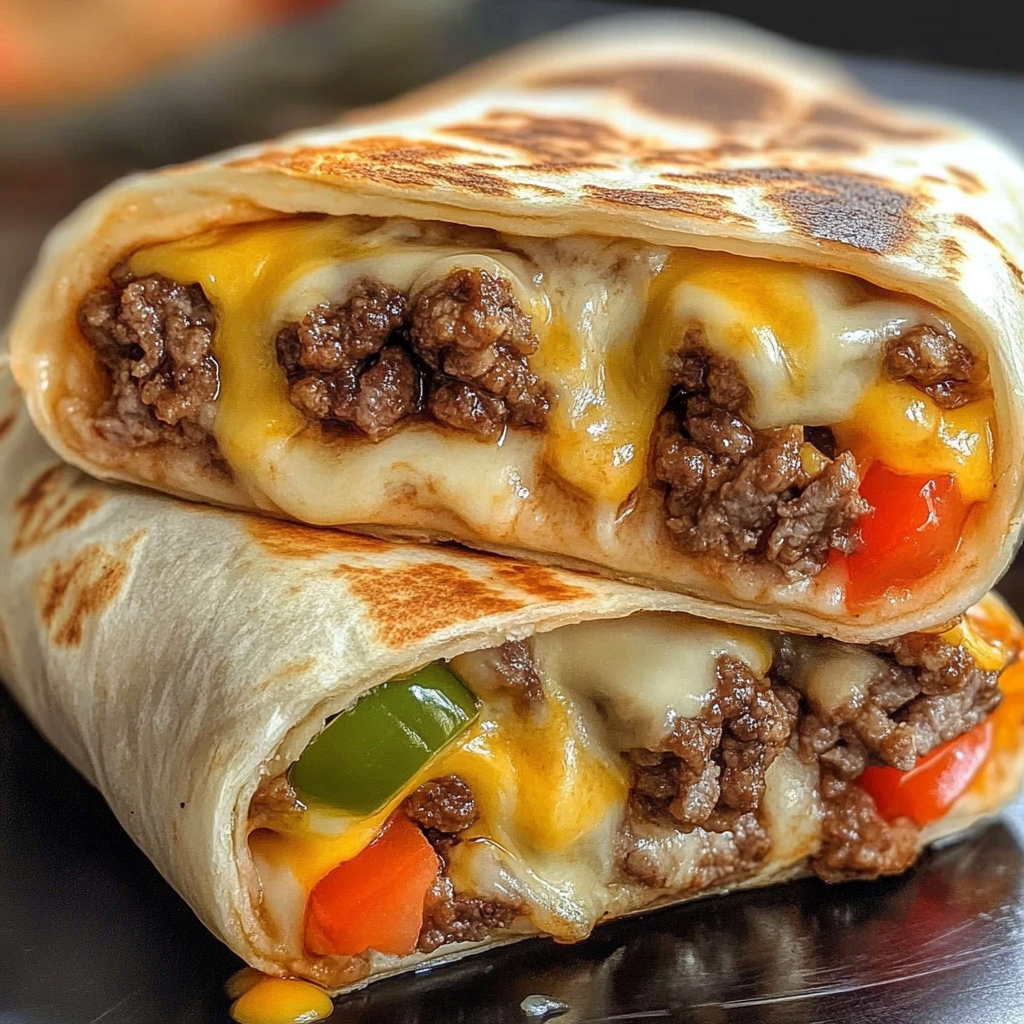 Recipe preparation for Easy Air Fryer Cheeseburger Wraps