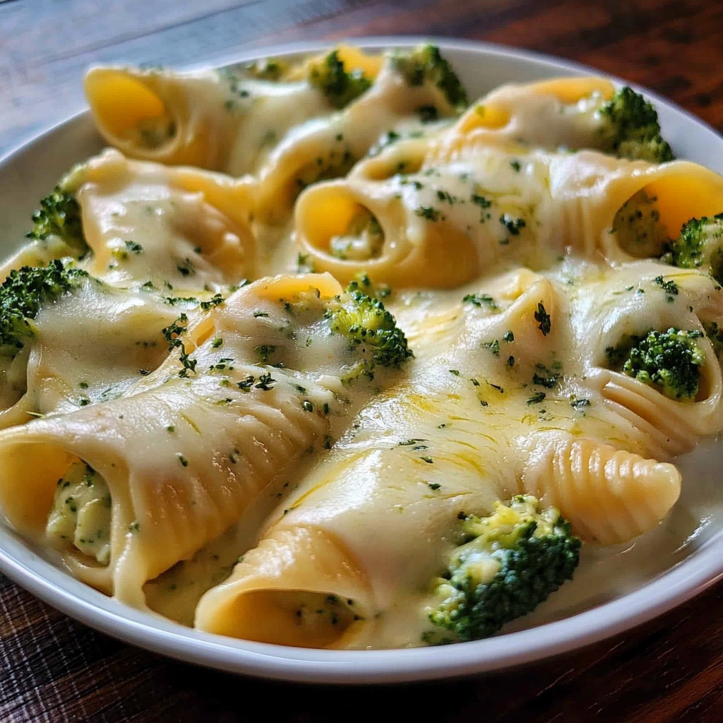 Recipe preparation for Cheesy Chicken & Broccoli Stuffed Shells