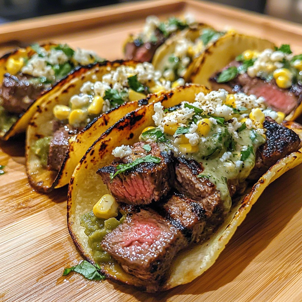 Recipe preparation for Grilled Elote Steak Tacos