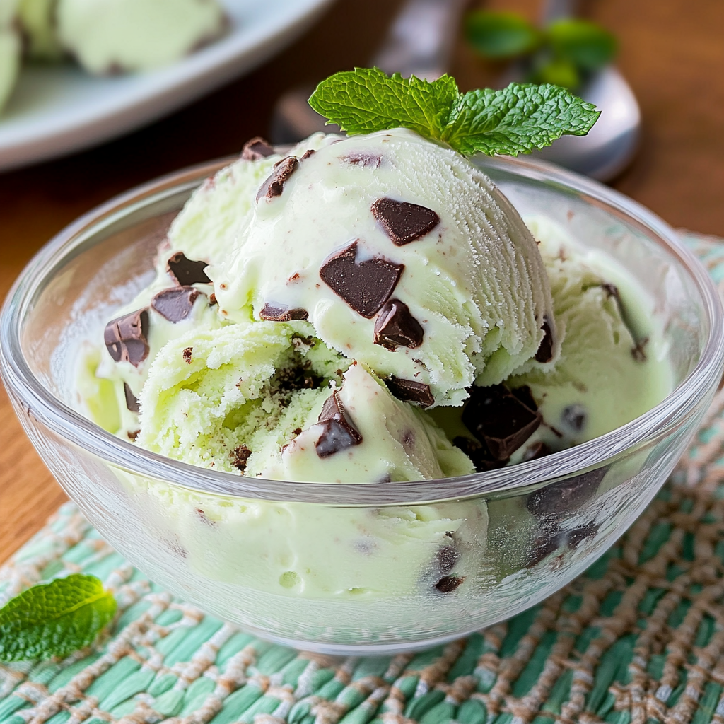 Recipe preparation for Mint Chocolate Chip Ice Cream