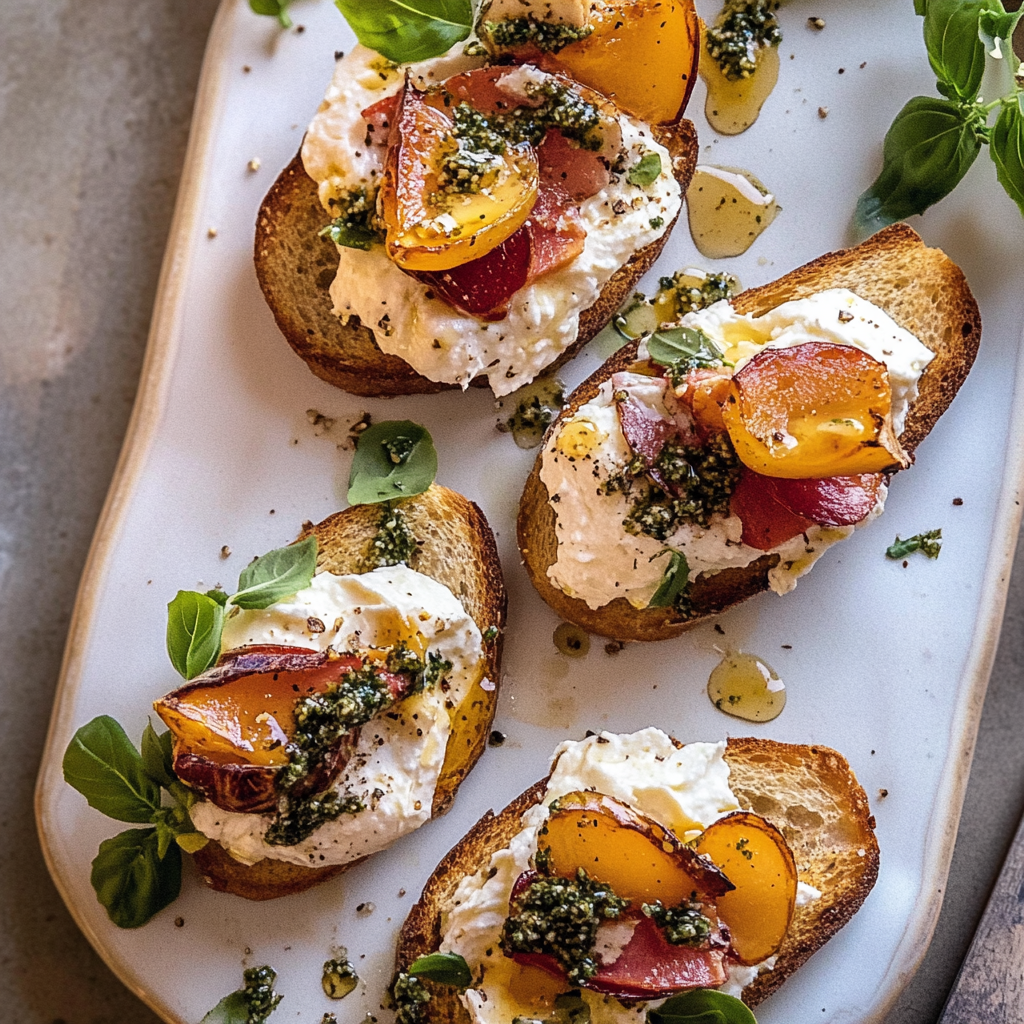 Recipe preparation for Burrata Crostini