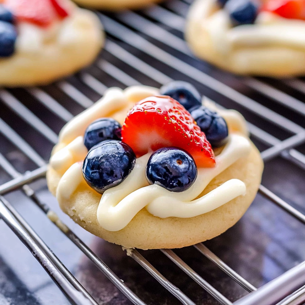 Recipe preparation for Patriotic Fruit Pizza Cookies