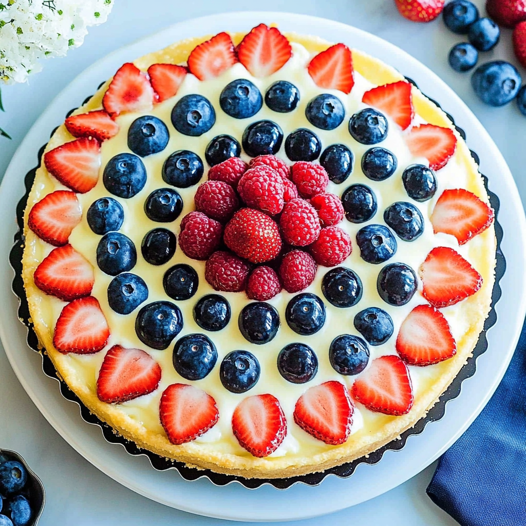 Recipe preparation for Red, White, and Blue Fruit Pizza