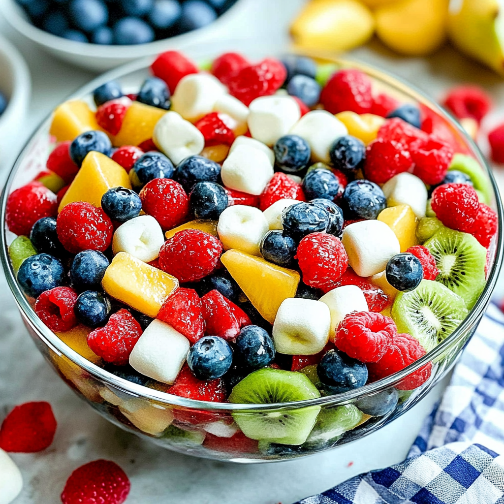 Recipe preparation for Fruit Salad with Marshmallows