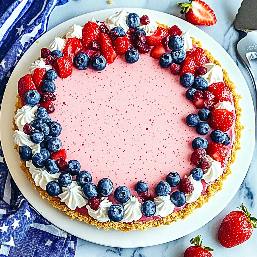 Recipe preparation for No-Bake 4th of July Jello Cream Pie