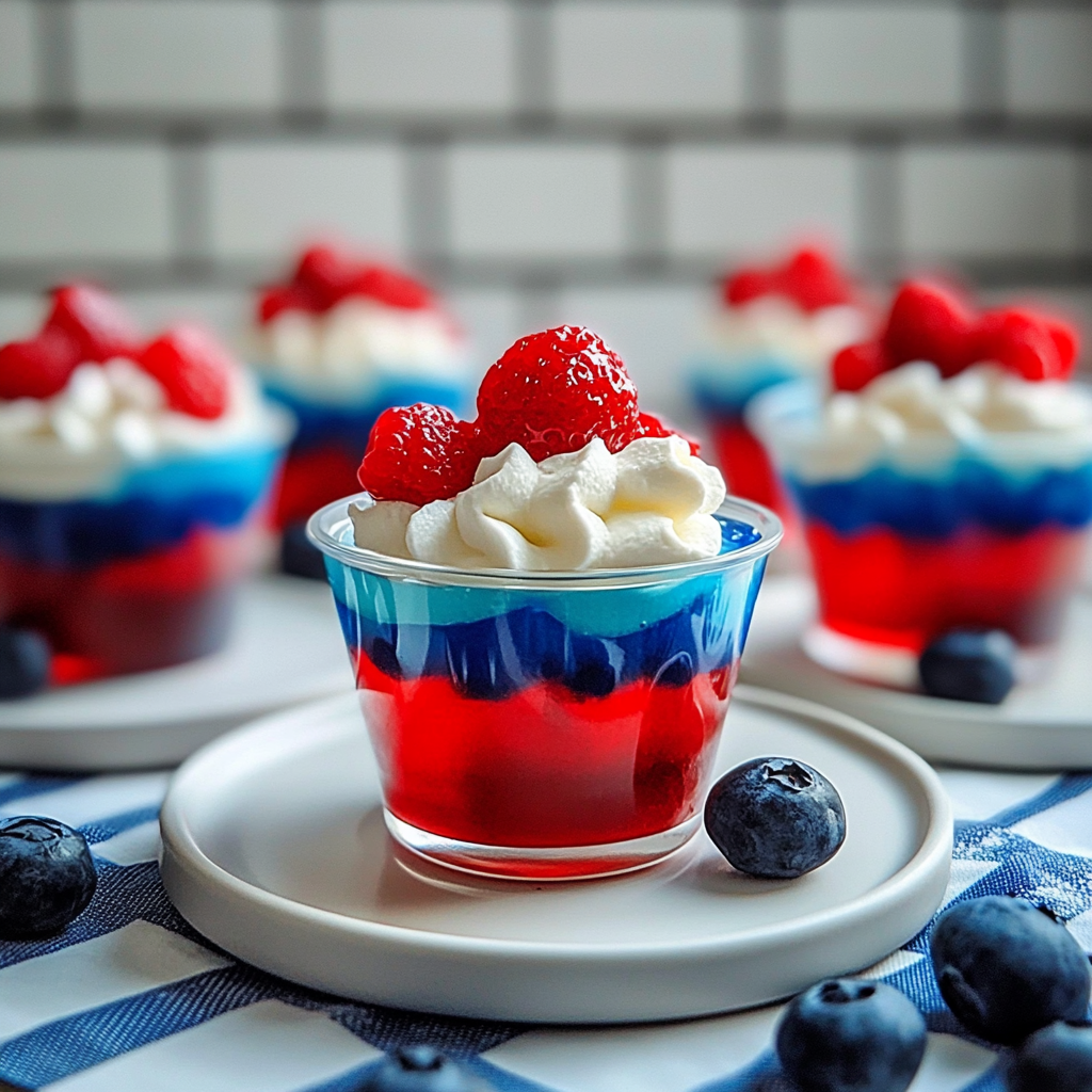 Recipe preparation for Red, White, and Blue Jello Cups