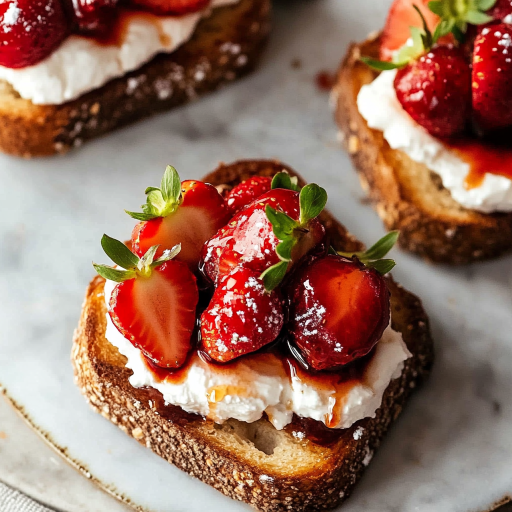 Recipe preparation for Balsamic Strawberry Toast