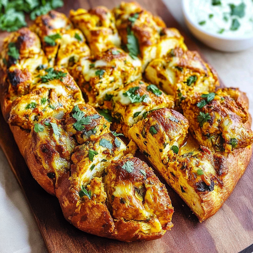 Recipe preparation for Tandoori Chicken Garlic Bread