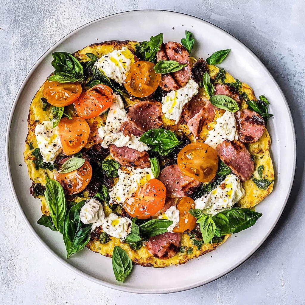 Recipe preparation for Sausage Tomato Cheese Omelet