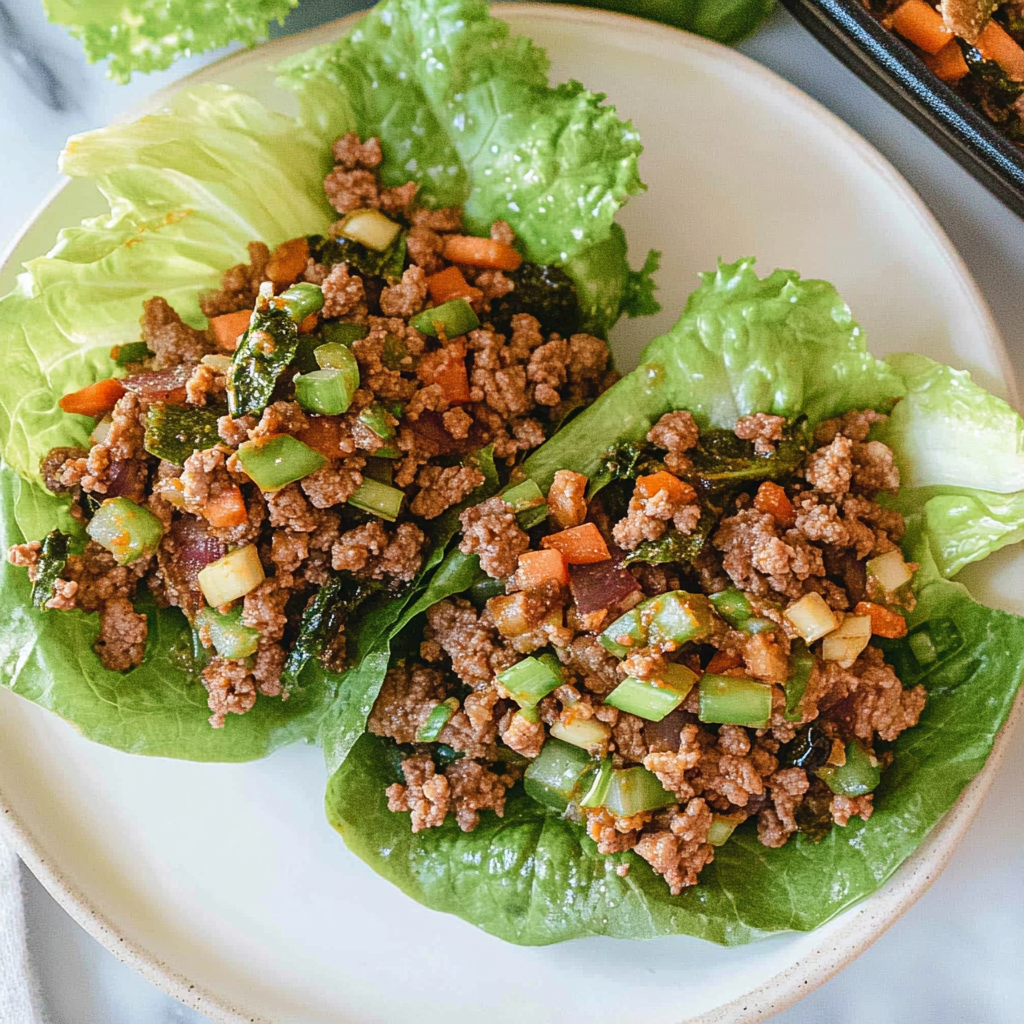 Recipe preparation for Ground Beef Lettuce Wraps