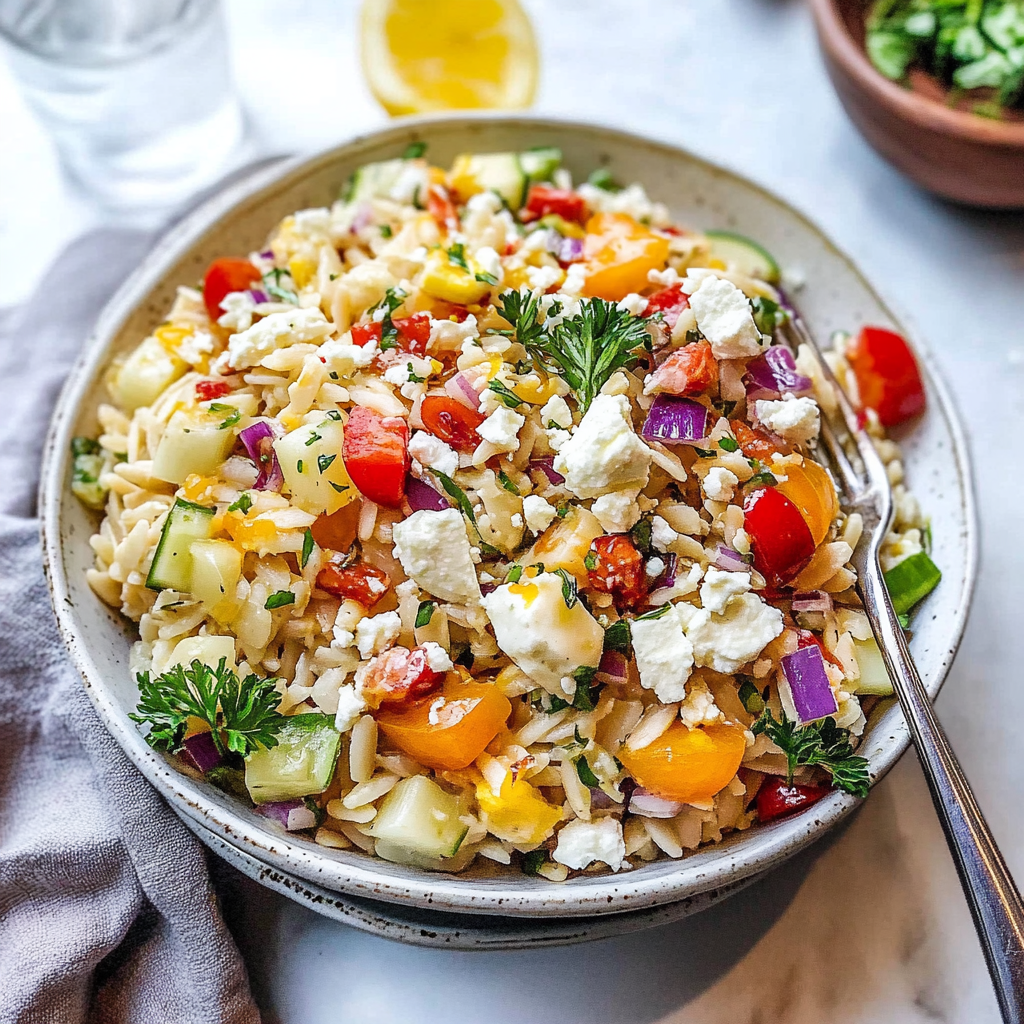 Recipe preparation for Lemon Honey Orzo With Feta