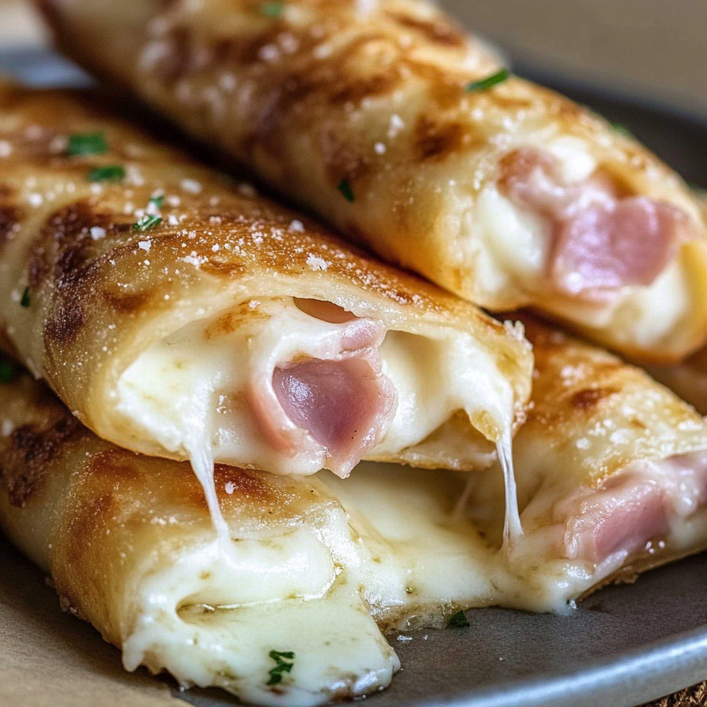 Recipe preparation for Ham and Mozzarella Cheese Sticks