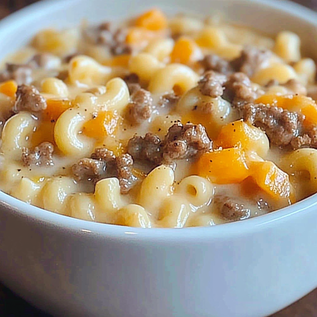 Recipe preparation for Cheeseburger Macaroni Bowl