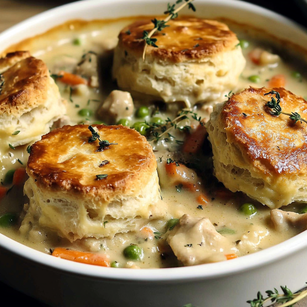 Recipe preparation for Chicken Pot Pie with Biscuits