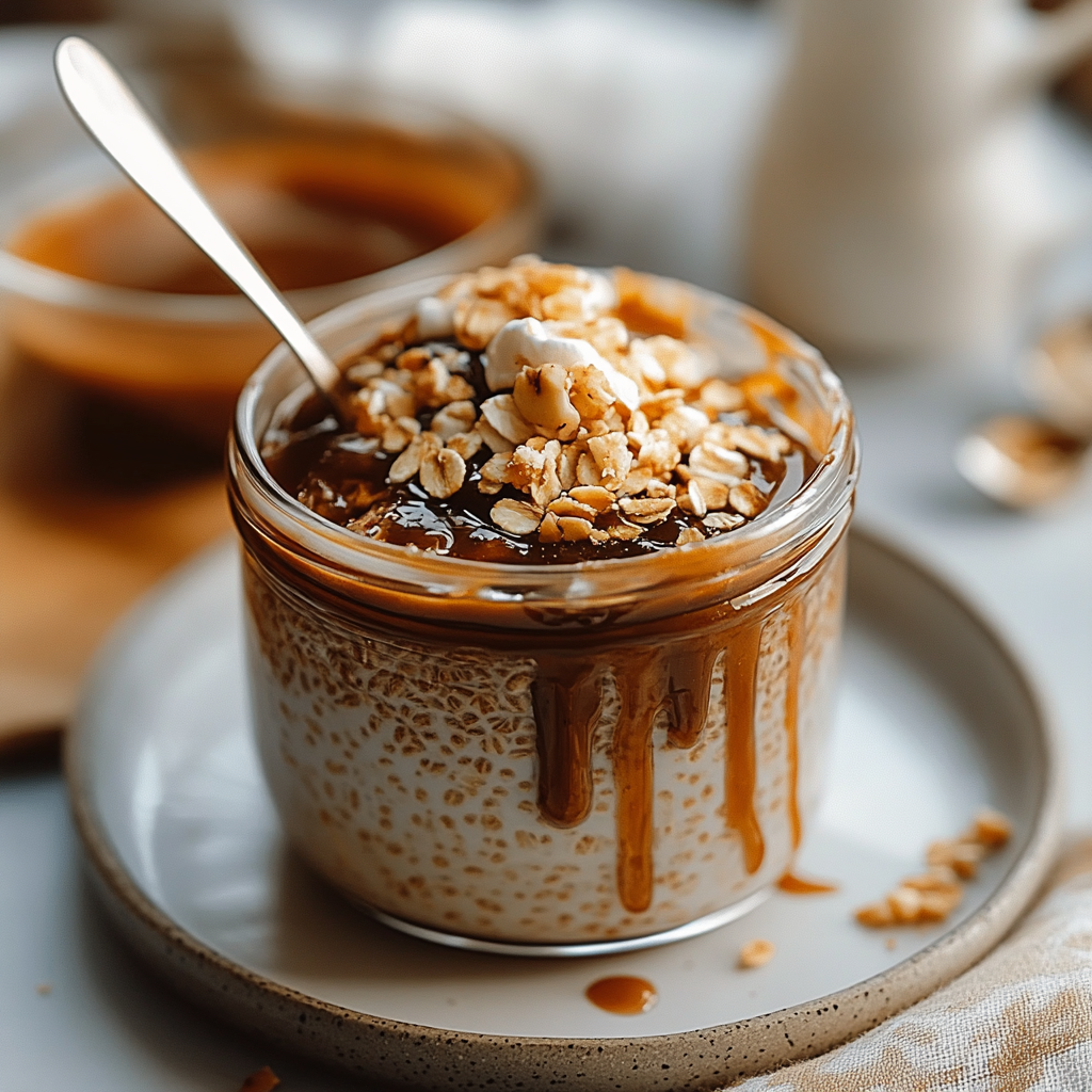 Recipe preparation for Caramel Macchiato Overnight Oats