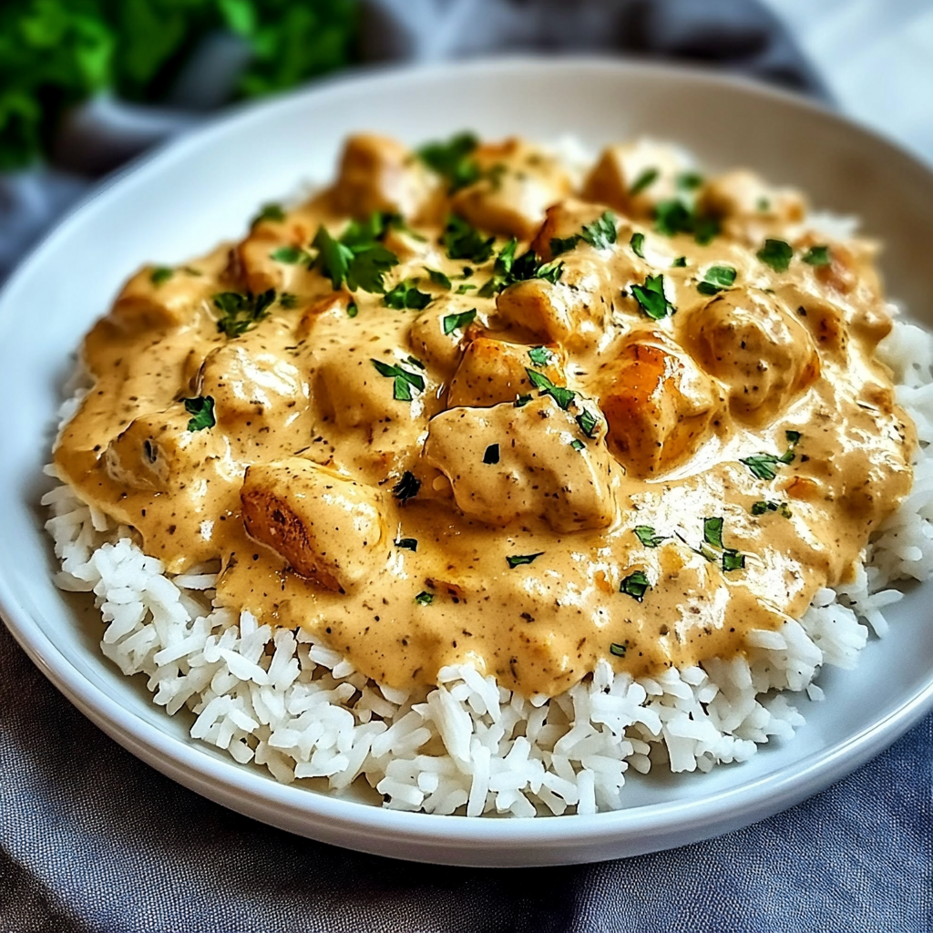 Recipe preparation for Creamy Smothered Chicken and Rice