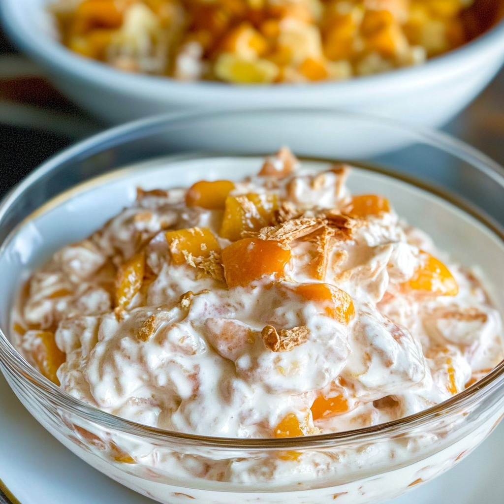 Recipe preparation for Millionaire Peach Salad