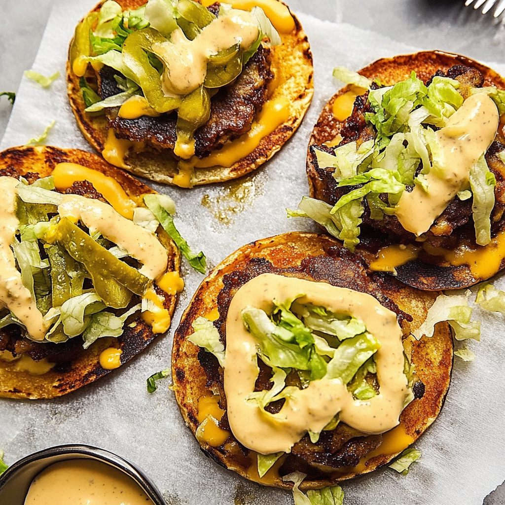 Recipe preparation for Smashed Burger Tacos