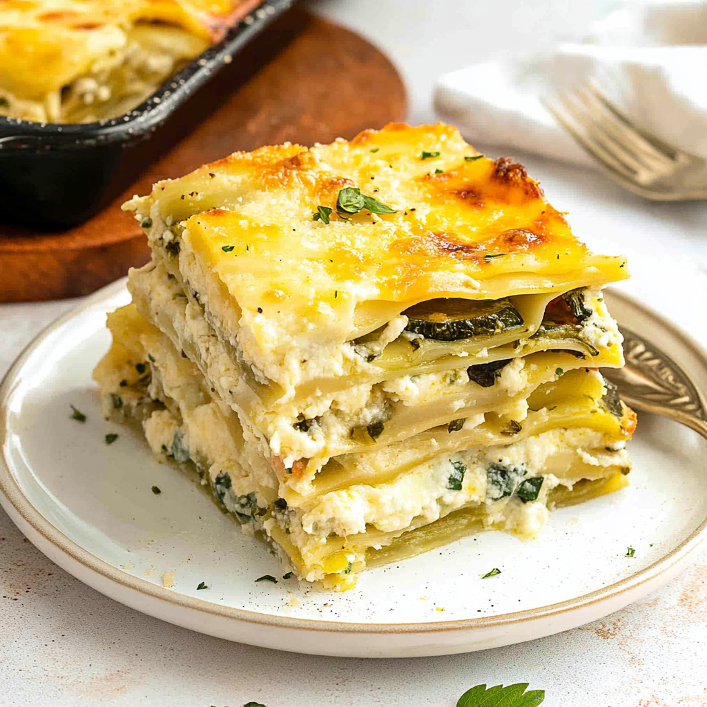 Recipe preparation for Creamy Vegetable Lasagna