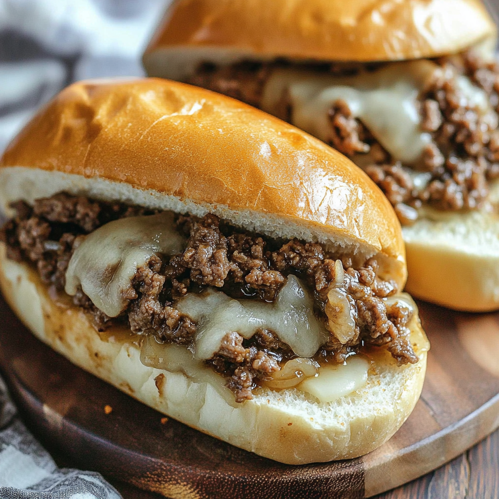 Recipe preparation for Slow Cooker Ground Beef French Dip Sandwiches