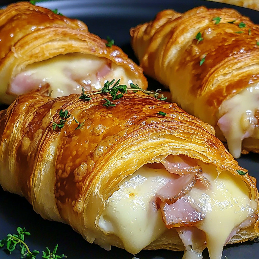 Recipe preparation for Air Fryer Ham Cheese Croissants