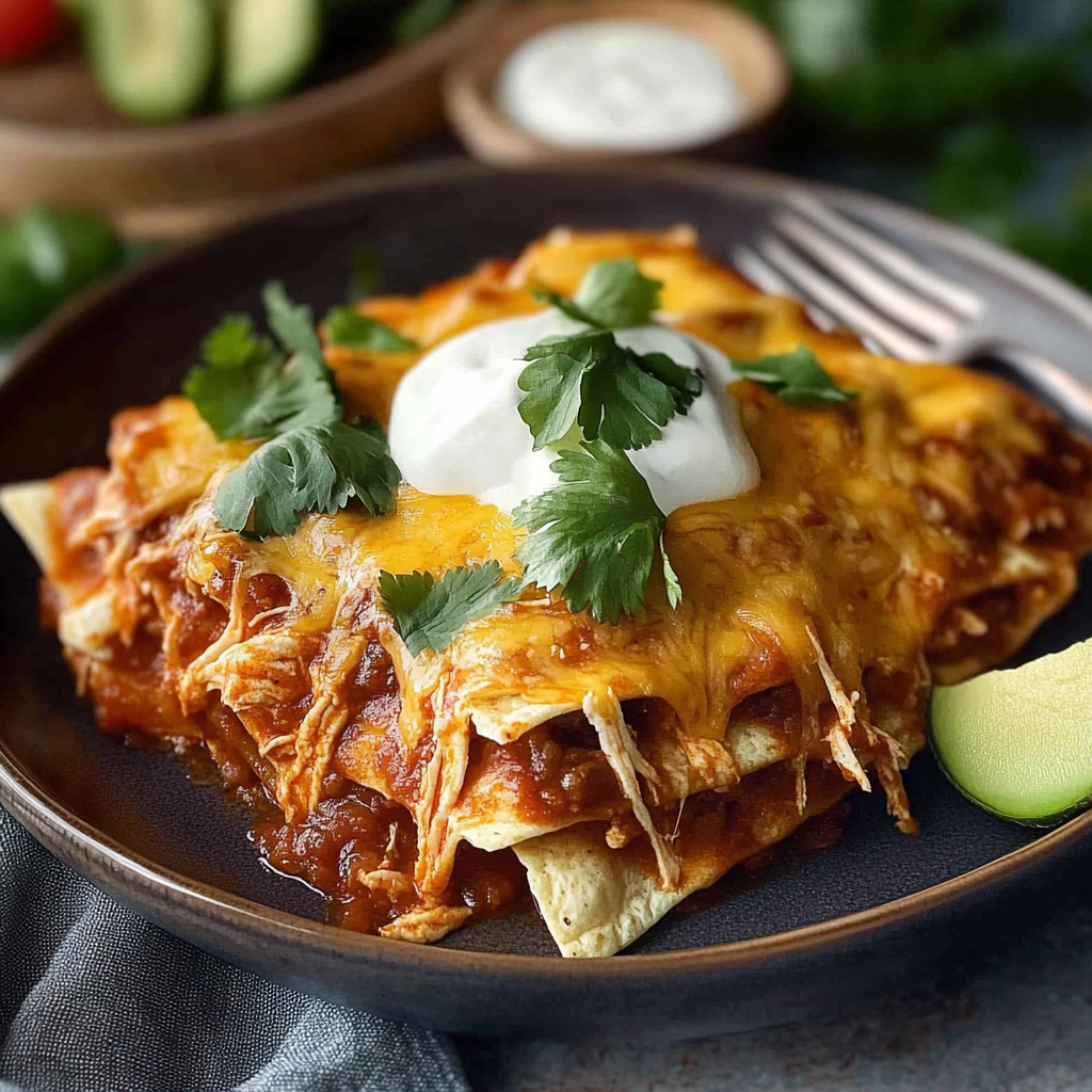 Recipe preparation for Crockpot Chicken Enchiladas Casserole