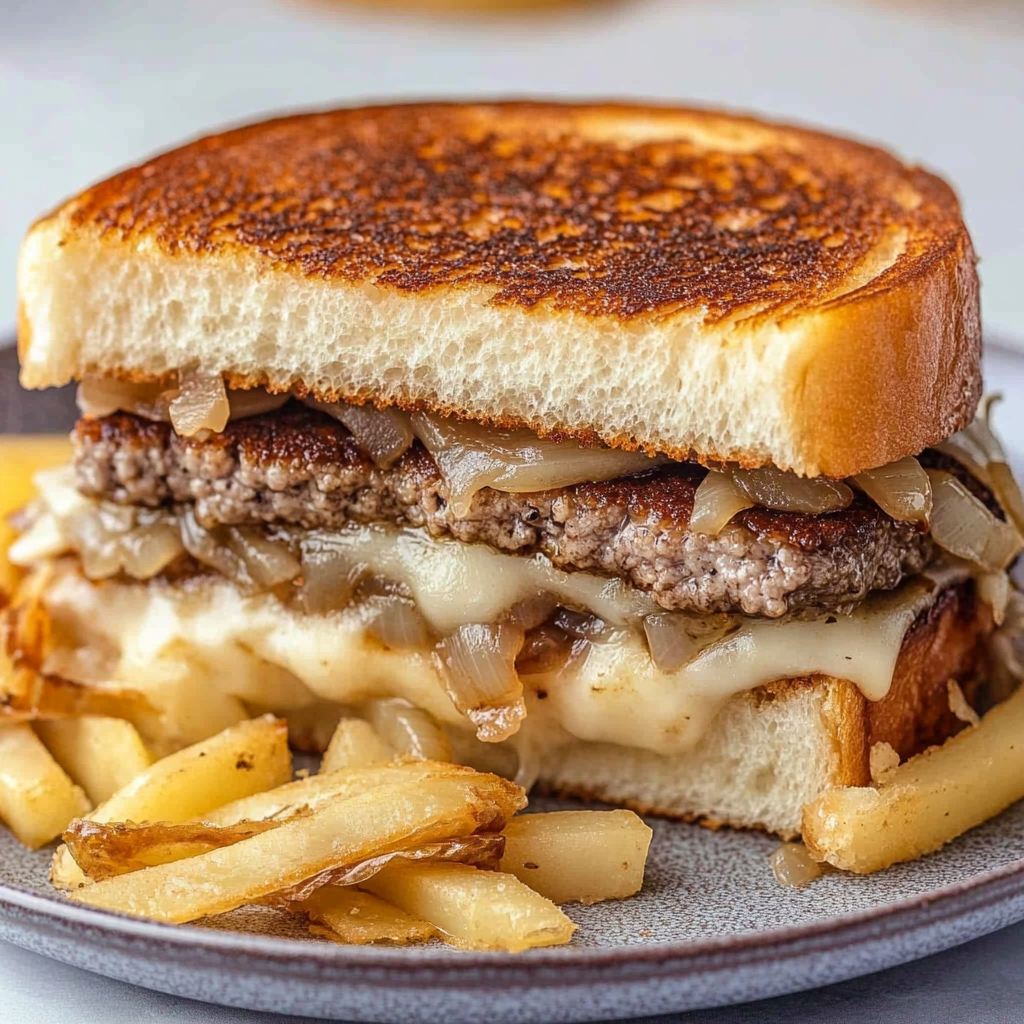 Recipe preparation for French Onion Patty Melt