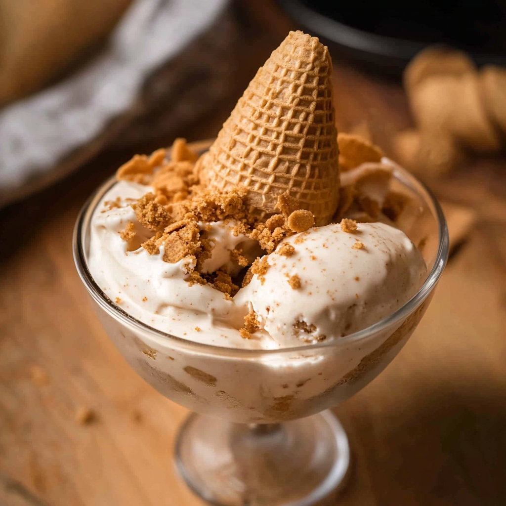 Recipe preparation for No Churn Graham Cracker Ice Cream