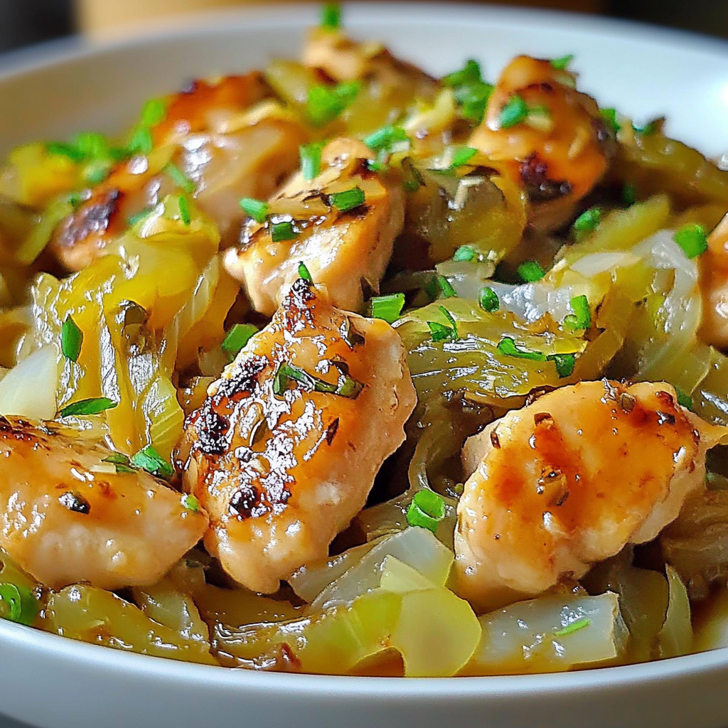 Recipe preparation for Sautéed Garlic Cabbage Chicken