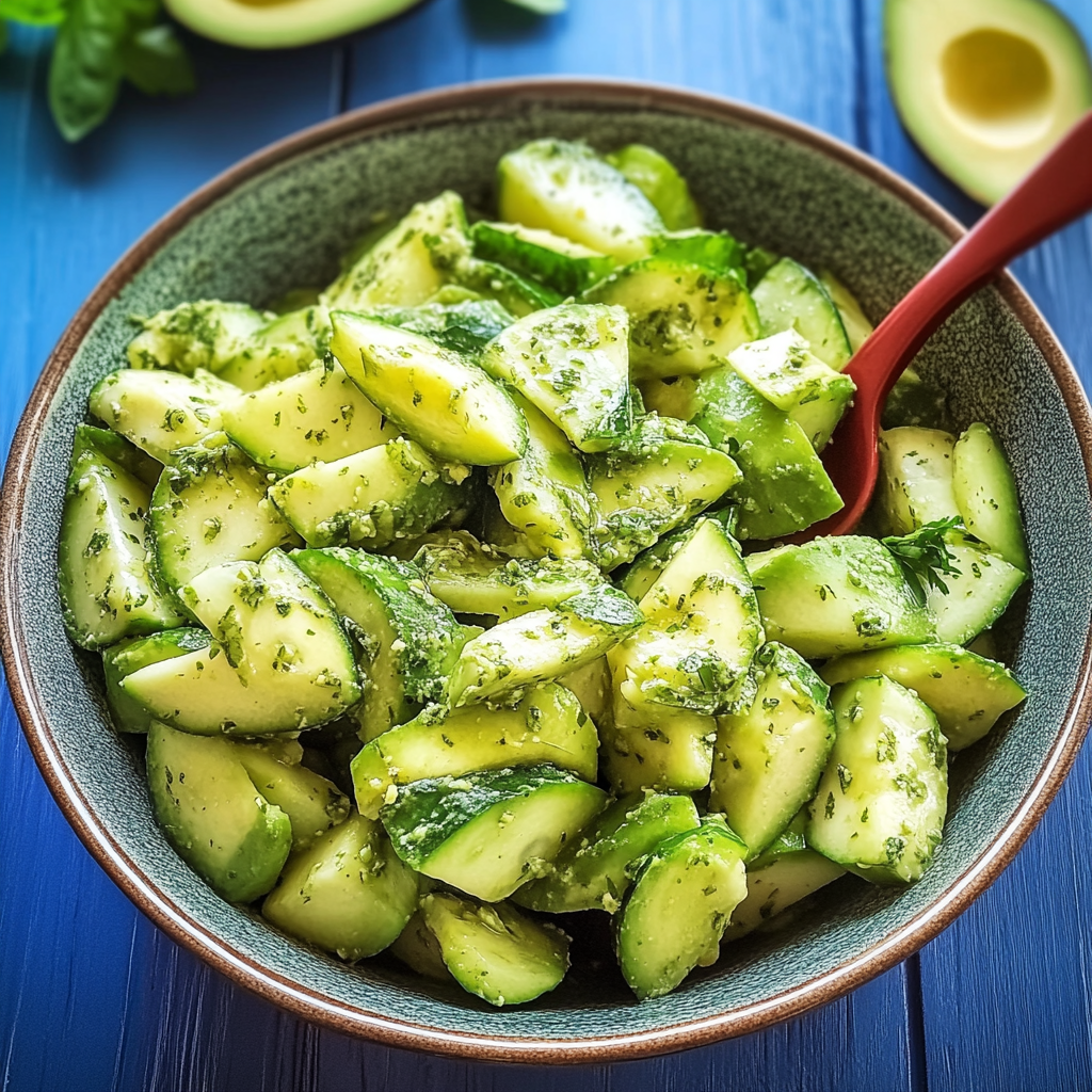 Recipe preparation for Avocado Cucumber Salad Recipe