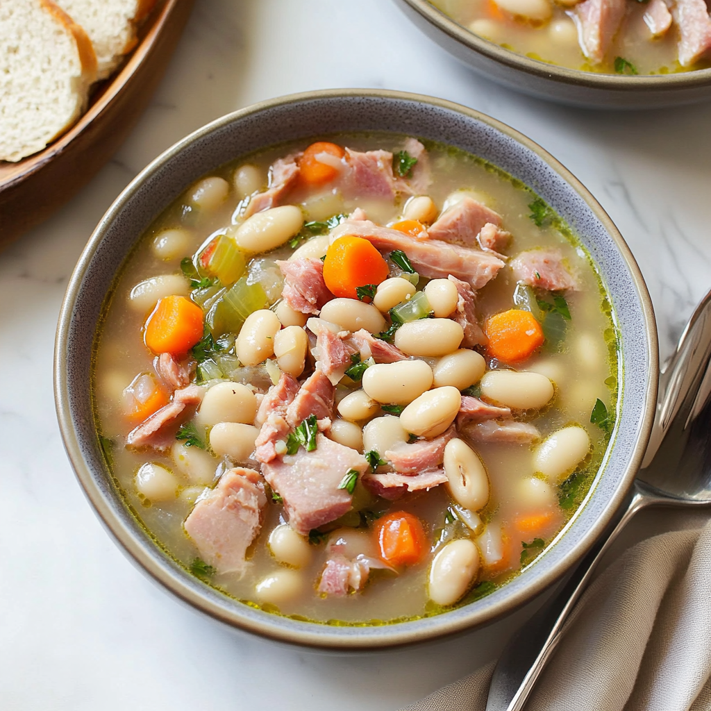Recipe preparation for White Bean and Ham Soup Recipe