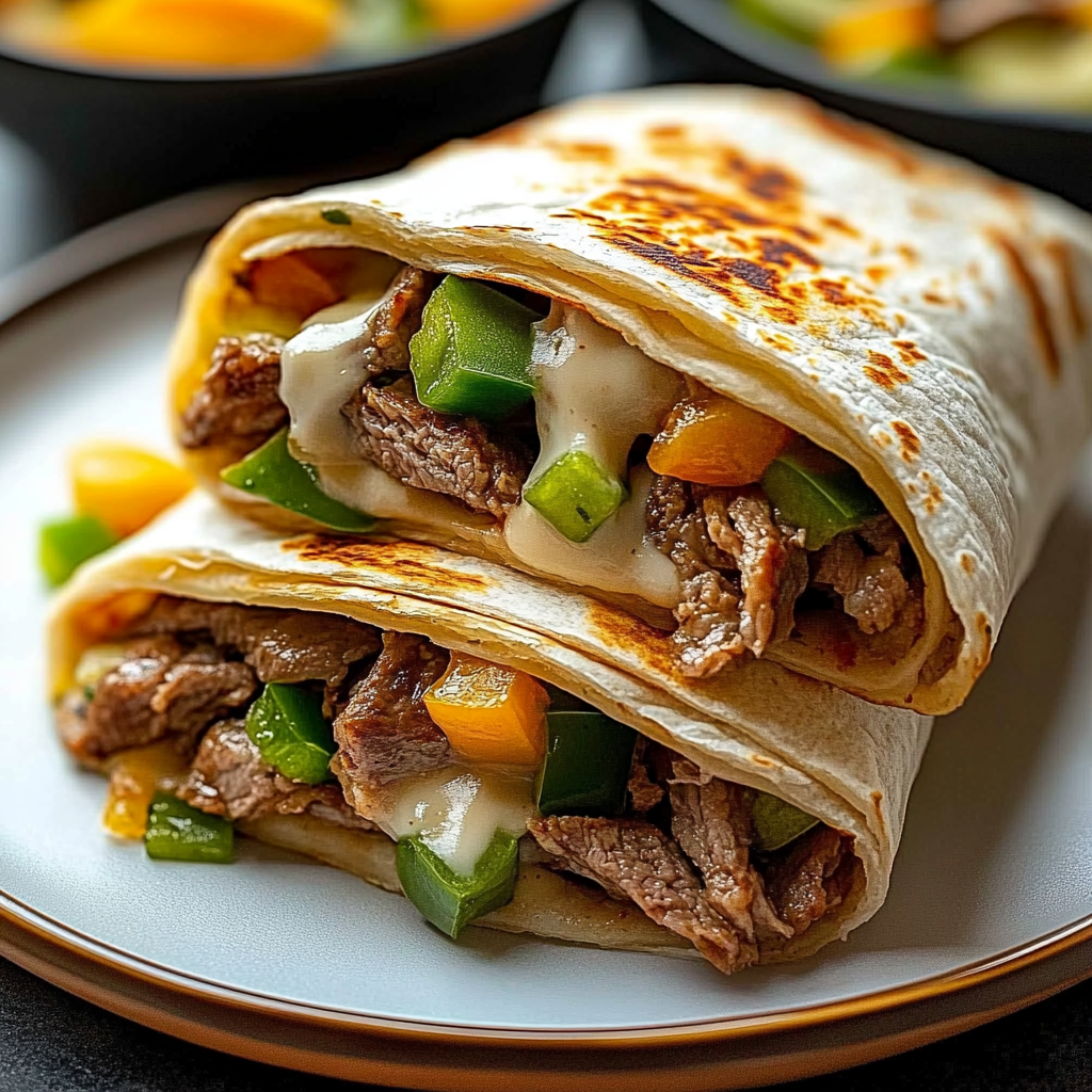 Recipe preparation for Philly Cheese Steak Wrap