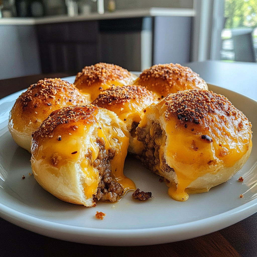 Recipe preparation for Garlic Parmesan Cheeseburger Bombs