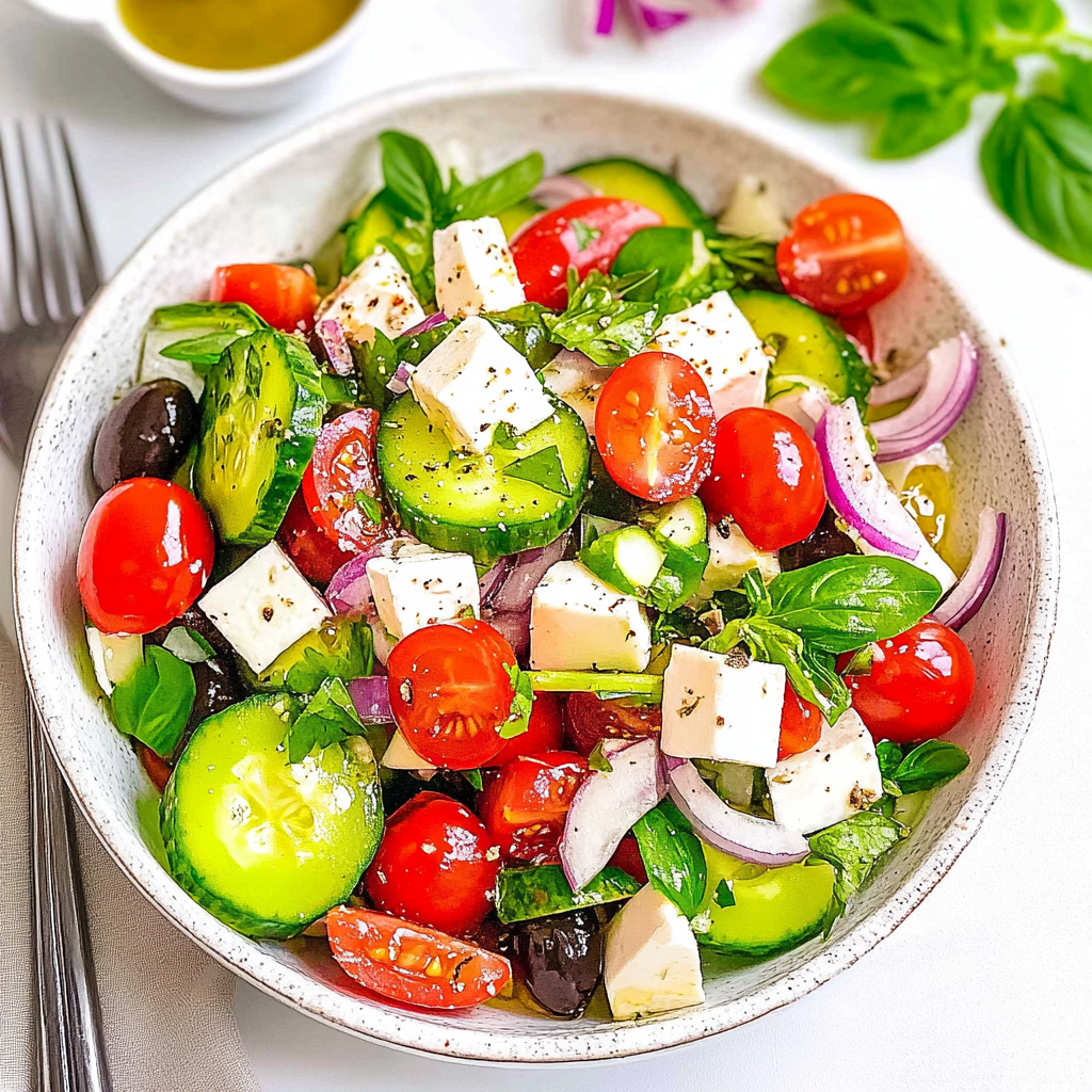 Recipe preparation for Keto Greek Cucumber Salad