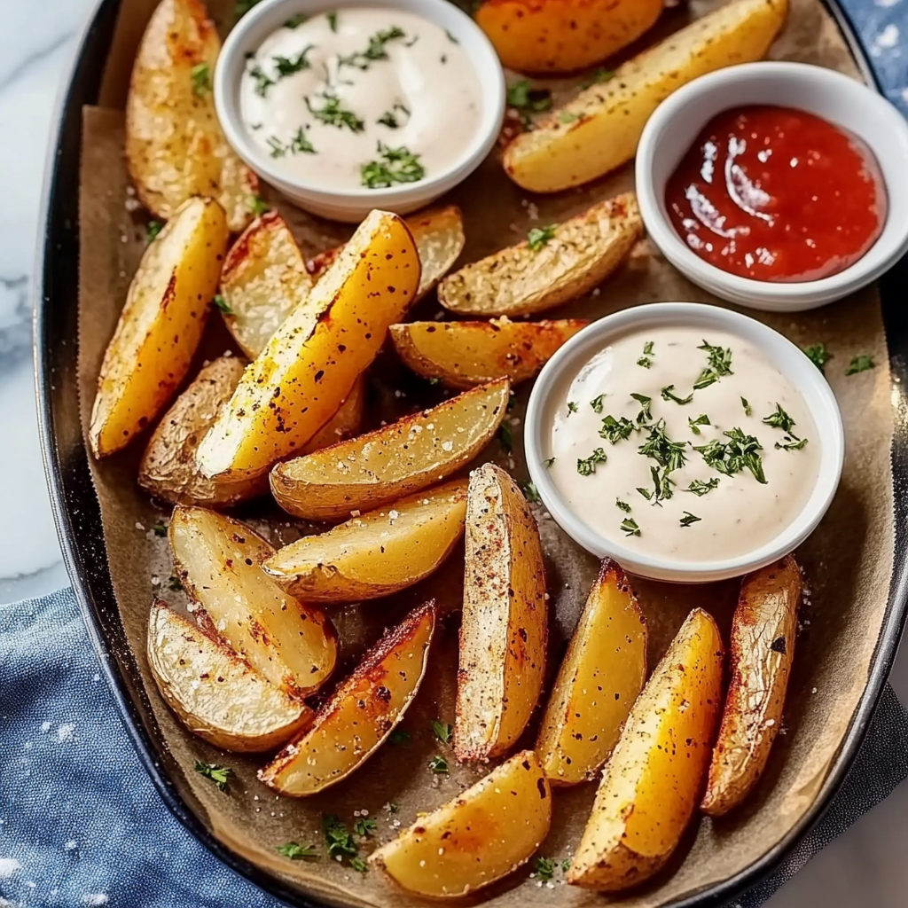 Recipe preparation for Baked Potato Wedges