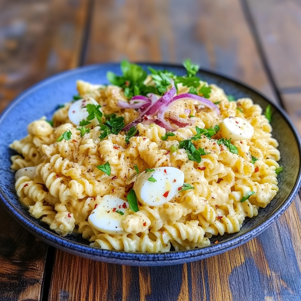 Recipe preparation for Egg Pasta Salad