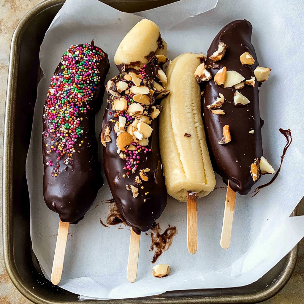 Recipe preparation for Frozen Chocolate Covered Bananas